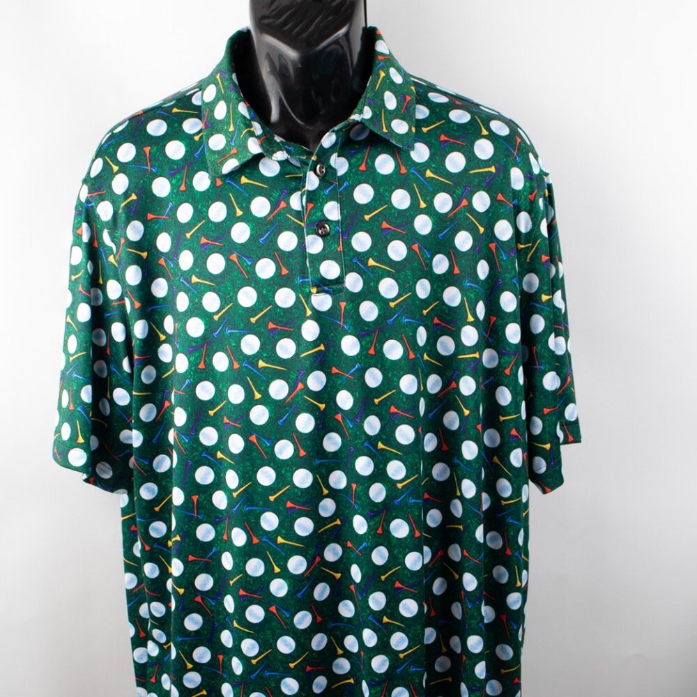 Chase 54 Golf Polo Men's XL Short Sleeve Golf Ball Design Green